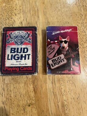 Vintage 1980's BUD LIGHT Decks of cards 2 sets Anheuser-Busch & Spuds MacKenzie